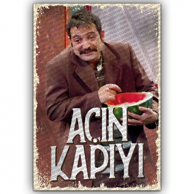 Açın Kapıyı Ahşap Retro Poster