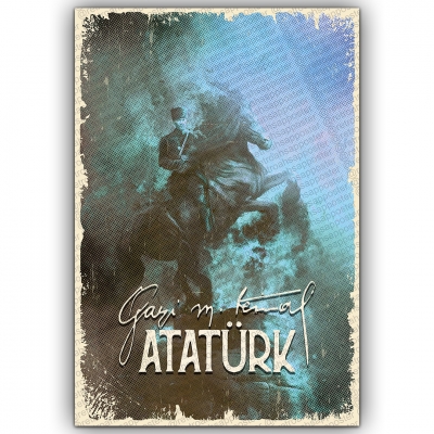 Gazi Mustafa Kemal Atatürk Ahşap Retro Poster