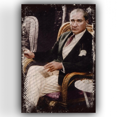 Atatürk Ahşap Retro Vintage Poster 