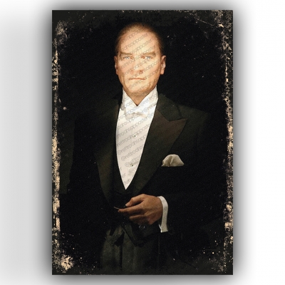 Atatürk Ahşap Retro Vintage Poster 