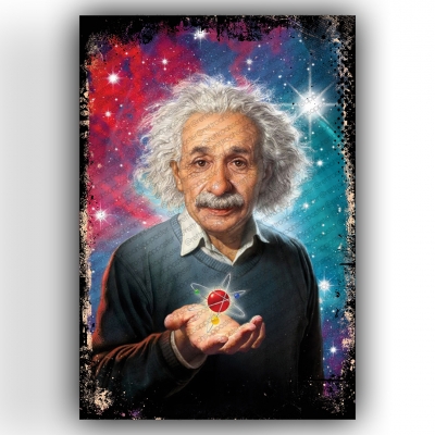 Einstein Ahşap Retro Vintage Poster 