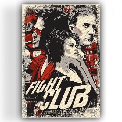 Fight Club Ahşap Retro Vintage Poster 