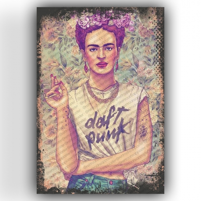Frida Kahlo Ahşap Retro Vintage Poster 