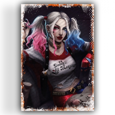 Harley Quinn Ahşap Retro Vintage Poster 