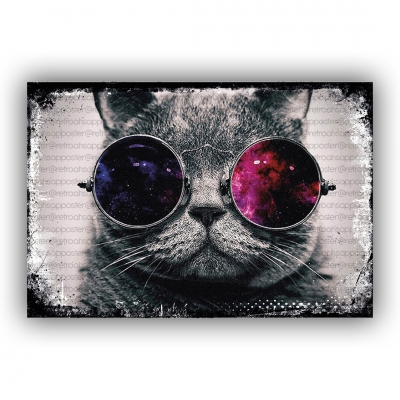 Kedi Ahşap Retro Vintage Poster 