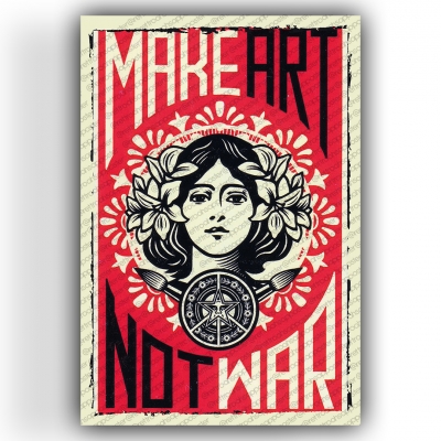 Make Art Not War Ahşap Retro Vintage Poster 