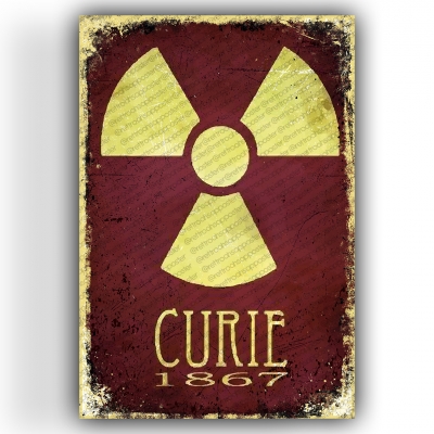 Marie Curie Ahşap Retro Vintage Poster 