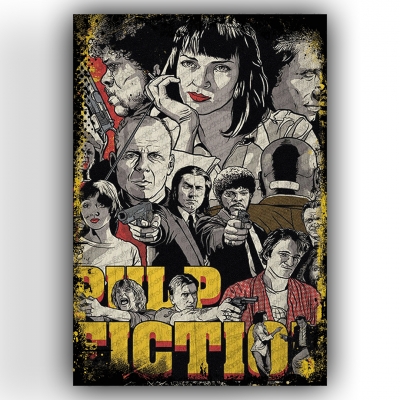 Pulp Fiction Ahşap Retro Vintage Poster 