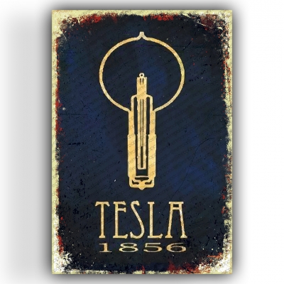 Tesla Ahşap Retro Vintage Poster 