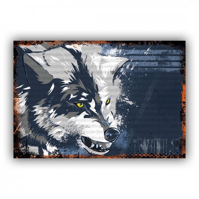Wolf Ahşap Retro Vintage Poster 