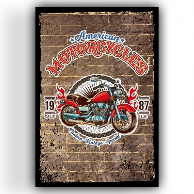 American Motorcycles Ahşap Retro Vintage Poster 