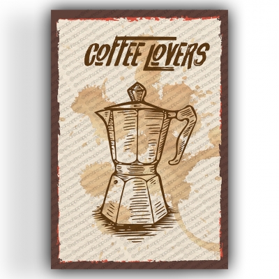 Coffee Lovers Ahşap Retro Vintage Poster 
