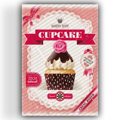 Cupcake Ahşap Retro Vintage Poster 