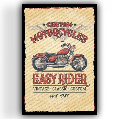 Easy Rider Ahşap Retro Vintage Poster 