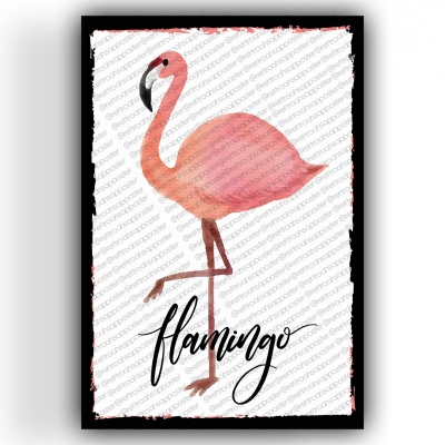 Flamingo Ahşap Retro Vintage Poster 