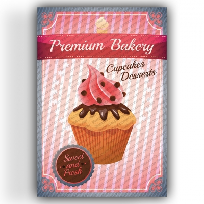Premium Bakery Ahşap Retro Vintage Poster 