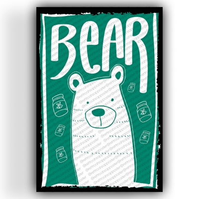 Bear Ayı Ahşap Retro Vintage Poster 