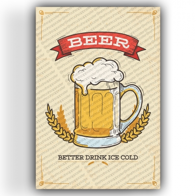 Beer Ahşap Retro Vintage Poster 