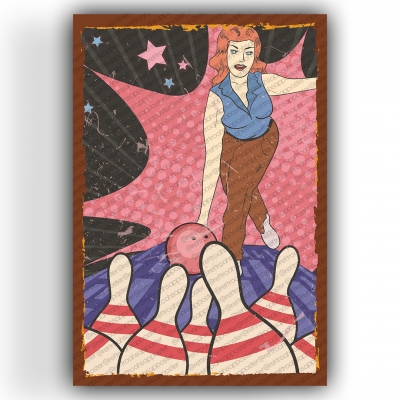 Bowling Ahşap Retro Vintage Poster 
