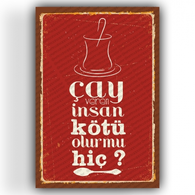 Çay Veren İnsan Ahşap Retro Vintage Poster 