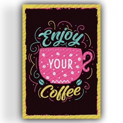 Enjoy Your Coffee Ahşap Retro Vintage Poster 