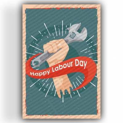 Happy Labour Day Ahşap Retro Vintage Poster 