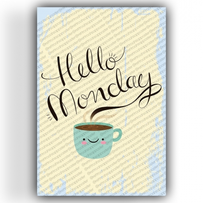 Hello Monday Ahşap Retro Vintage Poster 