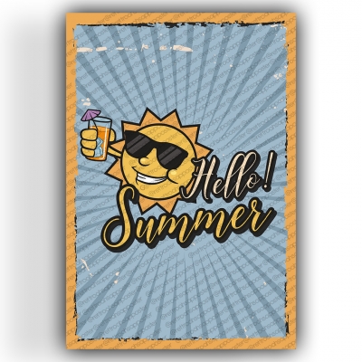 Hello Summer Ahşap Retro Vintage Poster 