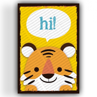 Hi Kedi Ahşap Retro Vintage Poster 