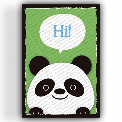 Hi Panda Ahşap Retro Vintage Poster 