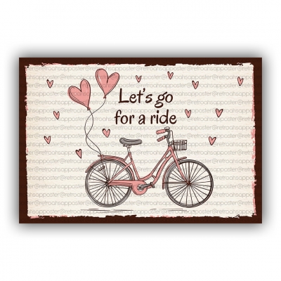Let's Go For A Ride Ahşap Retro Vintage Poster 