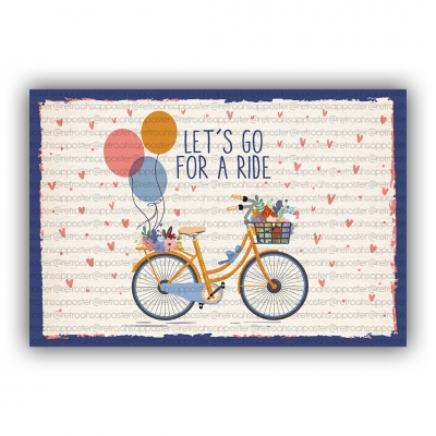 Let's Go For A Ride Ahşap Retro Vintage Poster 