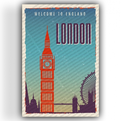 London Ahşap Retro Vintage Poster 