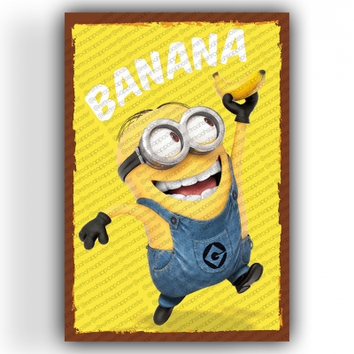 Minions Ahşap Retro Vintage Poster 