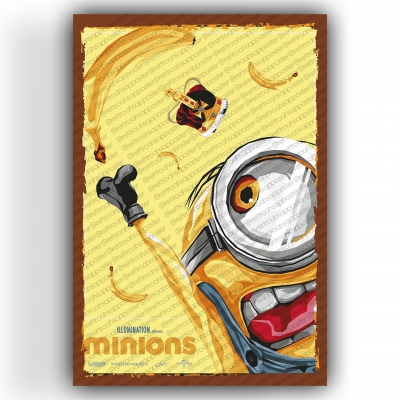 Minions Ahşap Retro Vintage Poster 