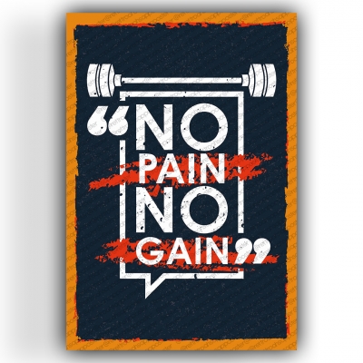 No Pain No Gain Ahşap Retro Vintage Poster 
