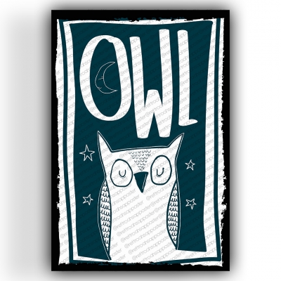 Owl Baykuş Ahşap Retro Vintage Poster 