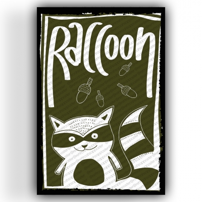 Raccon Rakun Ahşap Retro Vintage Poster 