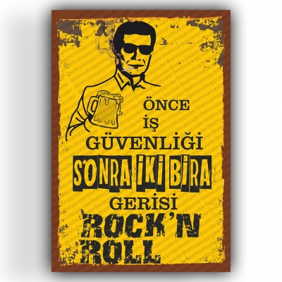 Rock'n Roll Ahşap Retro Vintage Poster 