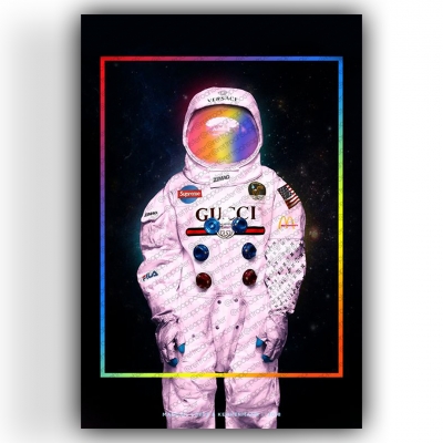 Astronot Ahşap Retro Vintage Poster 