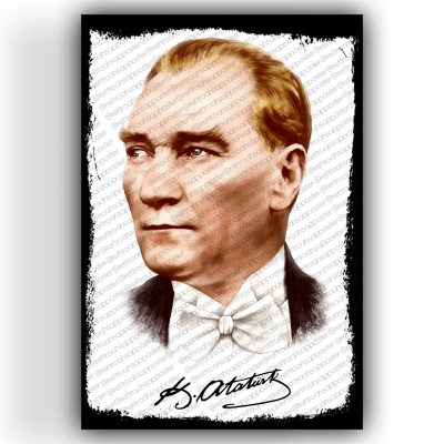 Atatürk Ahşap Retro Vintage Poster 