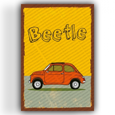 Beetle Ahşap Retro Vintage Poster 