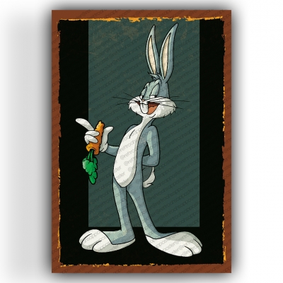 Bugs Bunny Ahşap Retro Vintage Poster 