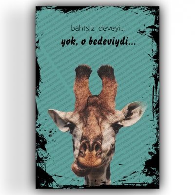 Deve Ahşap Retro Vintage Poster 