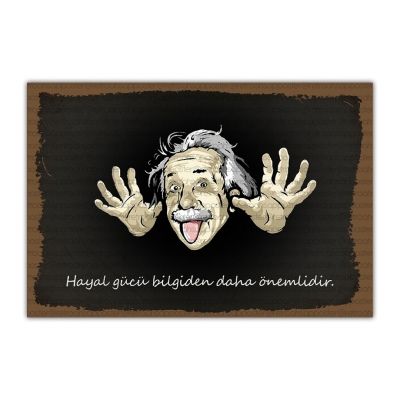 Einstein Ahşap Retro Vintage Poster 