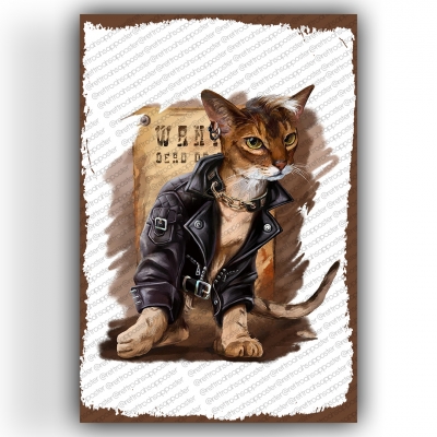 Kedi Ahşap Retro Vintage Poster 