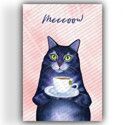 Kedi Ahşap Retro Vintage Poster 