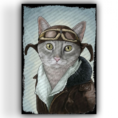 Kedi Ahşap Retro Vintage Poster 