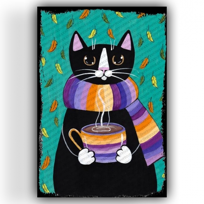 Kedi Ahşap Retro Vintage Poster 