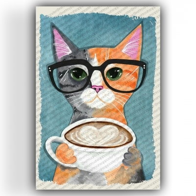 Kedi Ahşap Retro Vintage Poster 